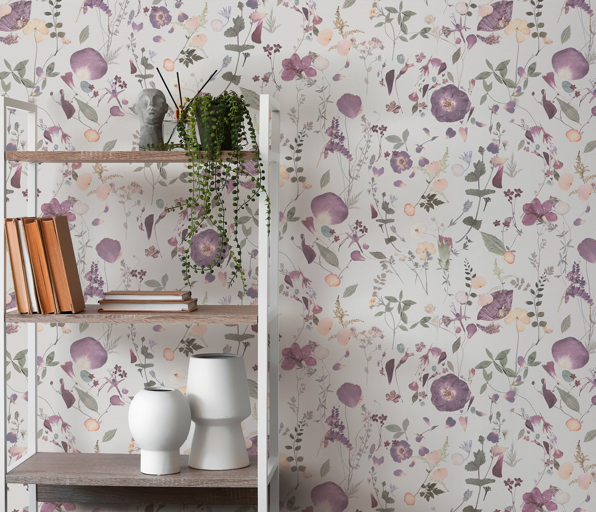 Hochwertige Vliestapete Violett Floral