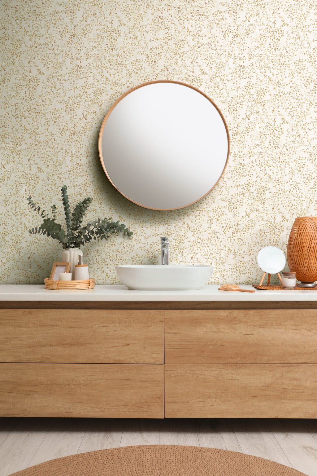 Hochwertige Vliestapete Creme Floral