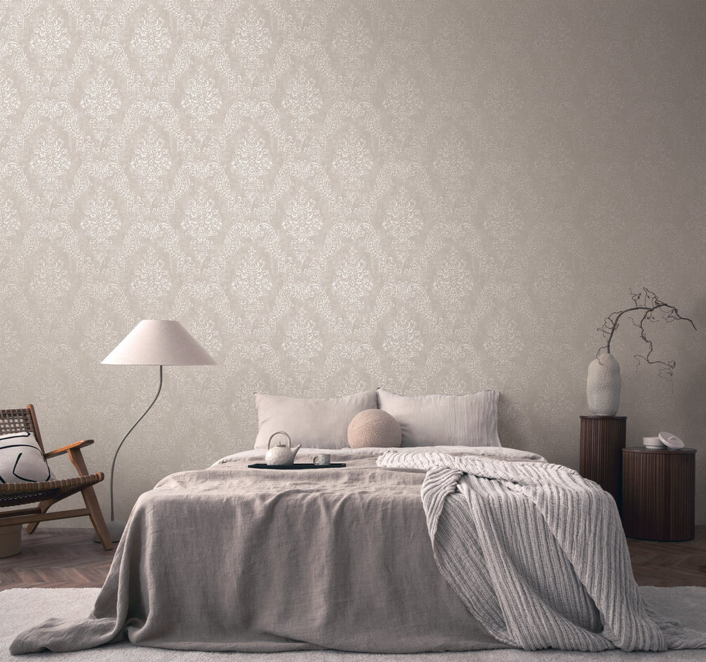 Hochwertige Vliestapete Beige Barock