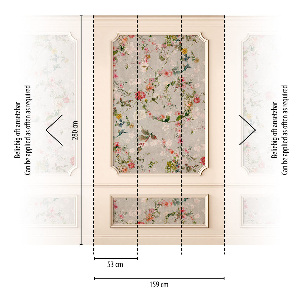 Hochwertige Fototapete Beige Floral
