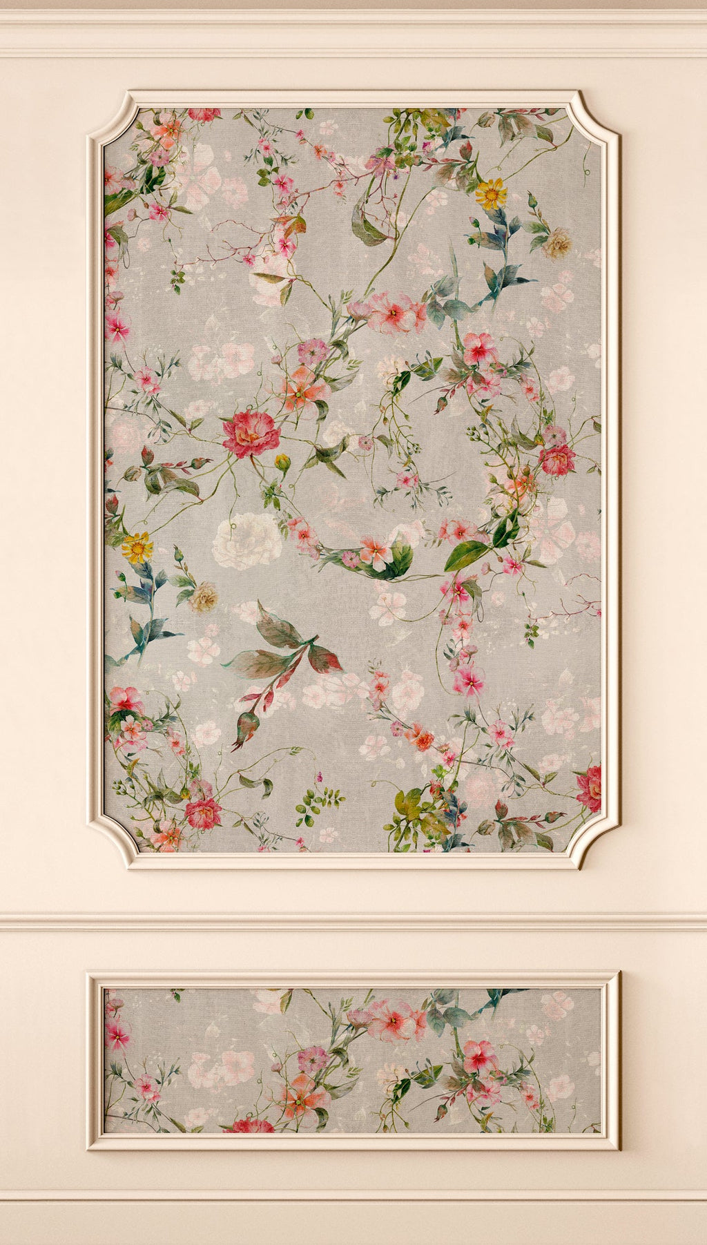Hochwertige Fototapete Beige Floral