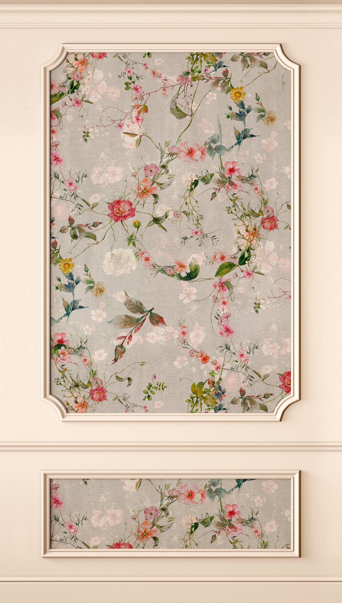 Hochwertige Fototapete Beige Floral
