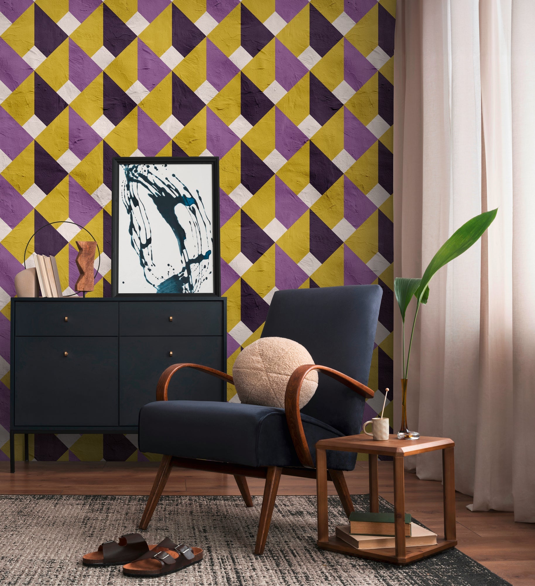 Hochwertige Fototapete Violett Grafik