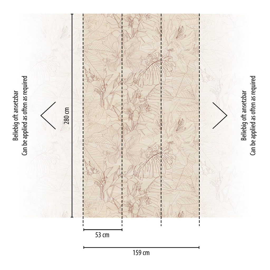 Hochwertige Fototapete Beige Floral