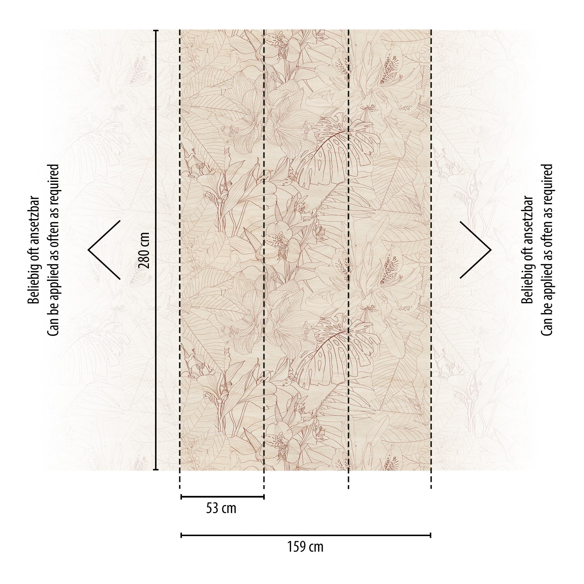 Hochwertige Fototapete Beige Floral