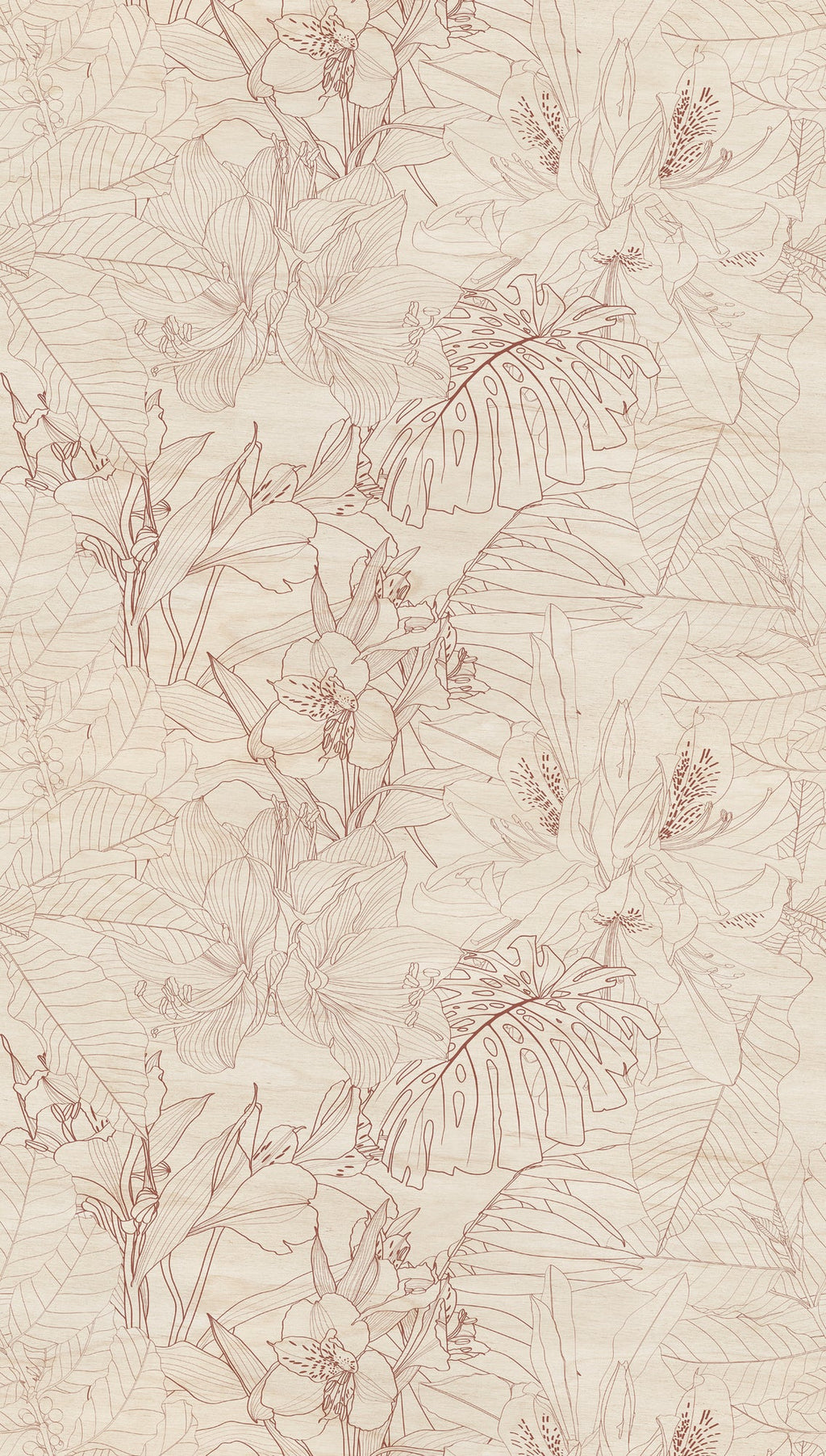 Hochwertige Fototapete Beige Floral