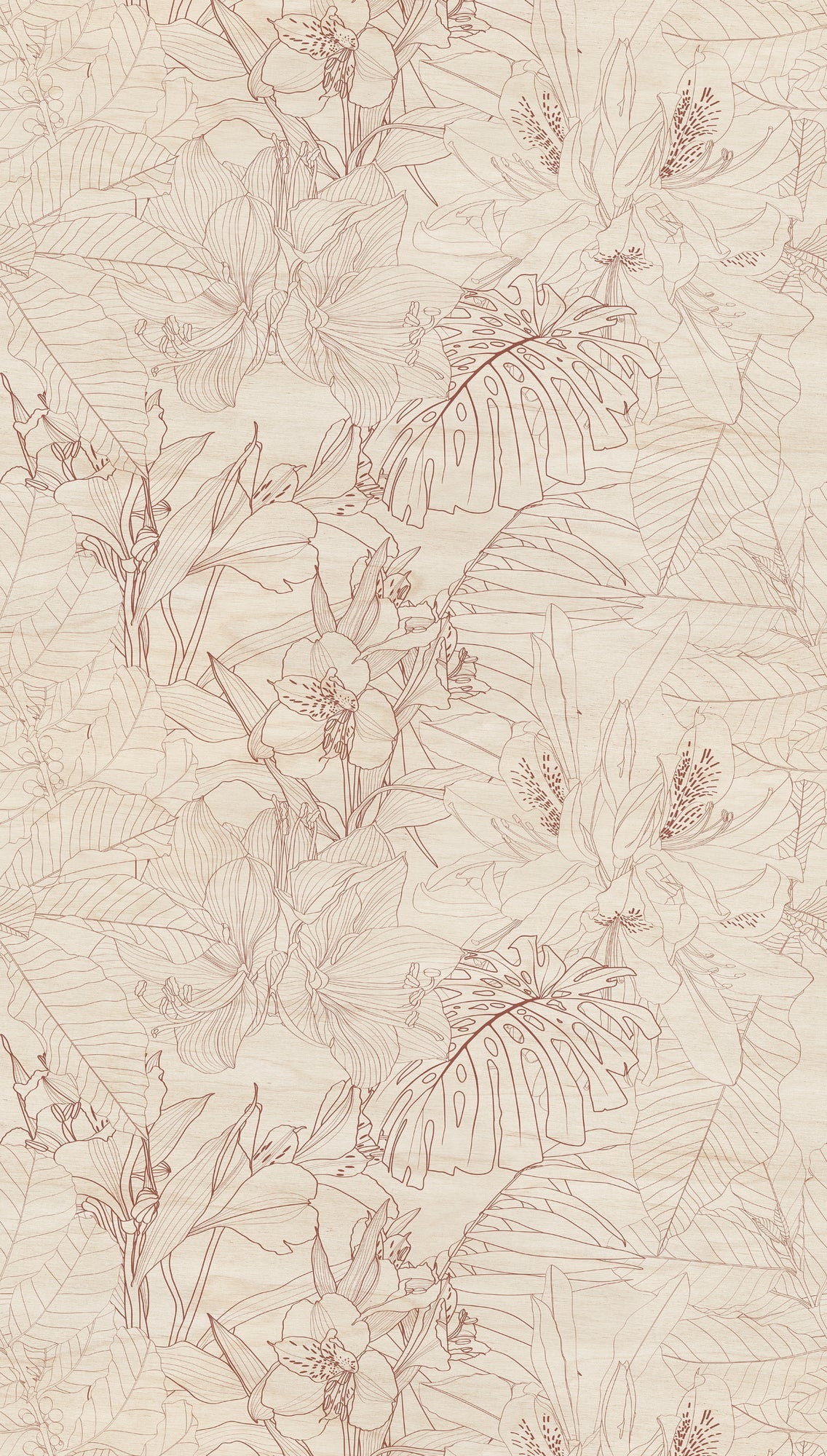 Hochwertige Fototapete Beige Floral