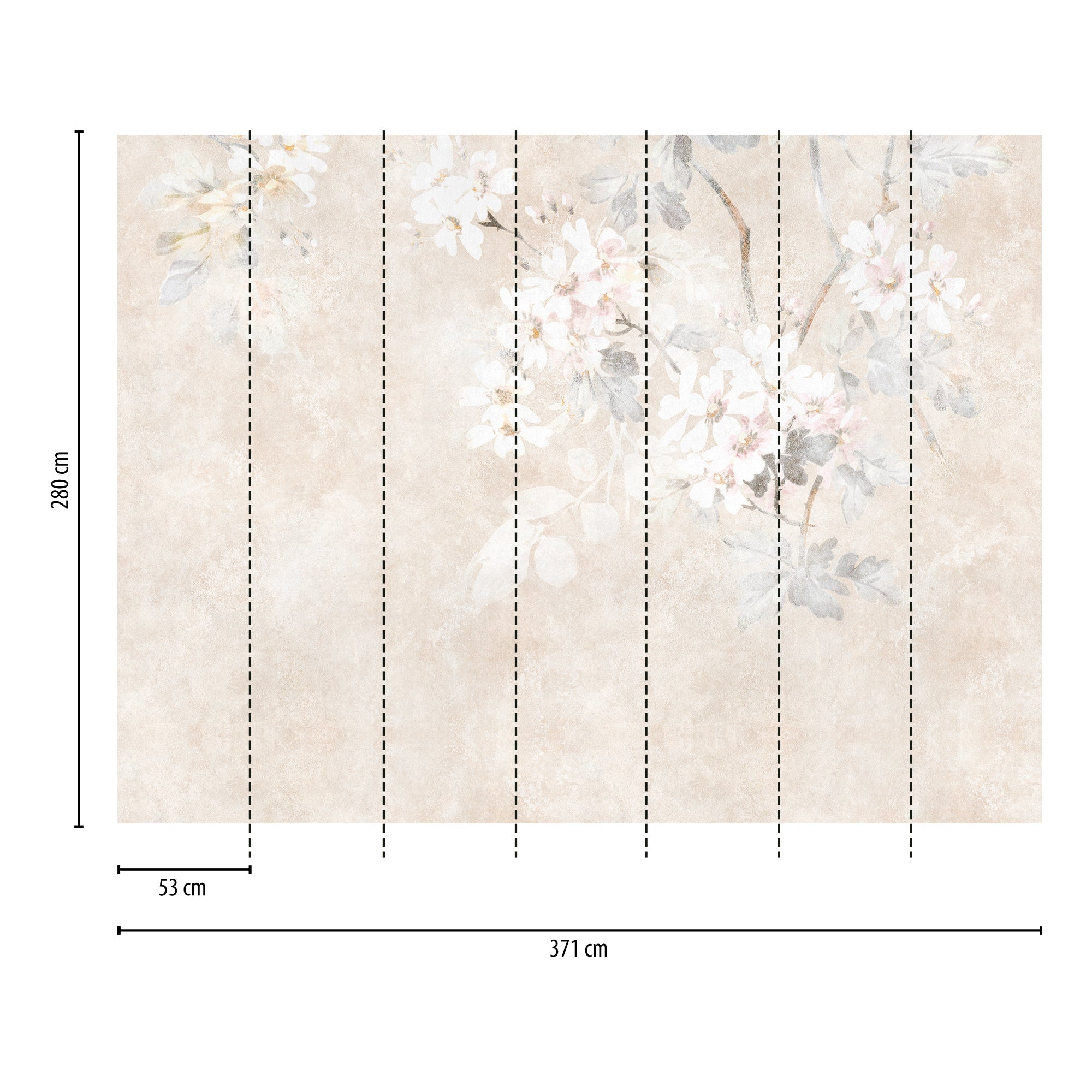 Hochwertige Fototapete Beige Floral