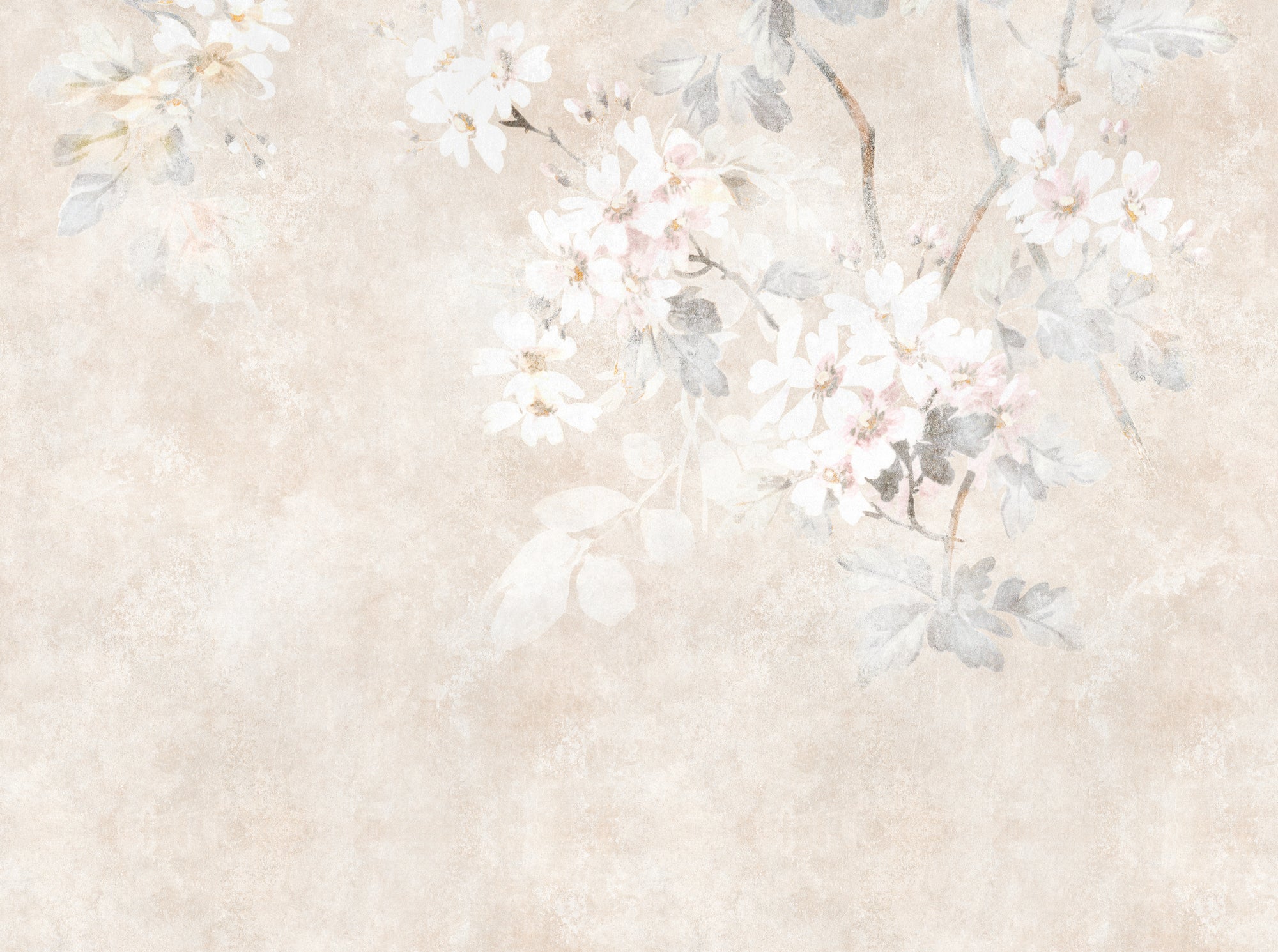 Hochwertige Fototapete Beige Floral