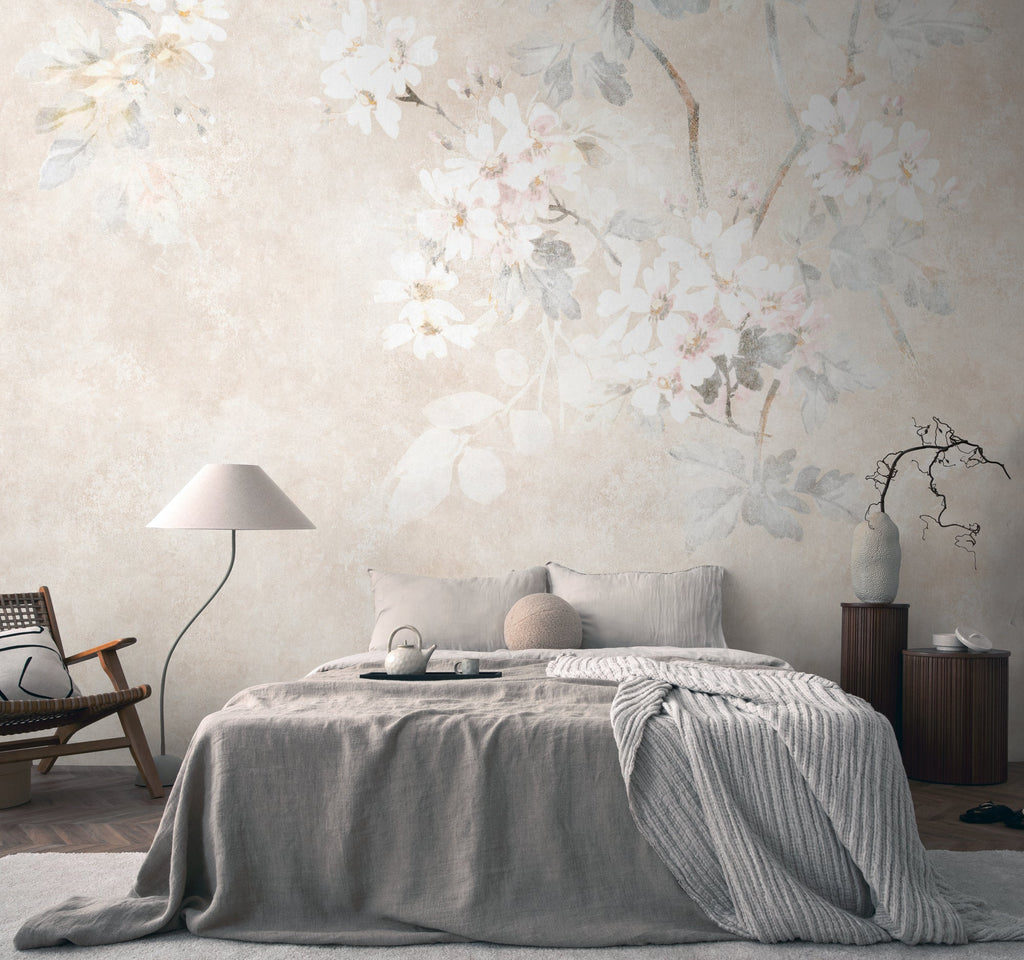 Hochwertige Fototapete Beige Floral