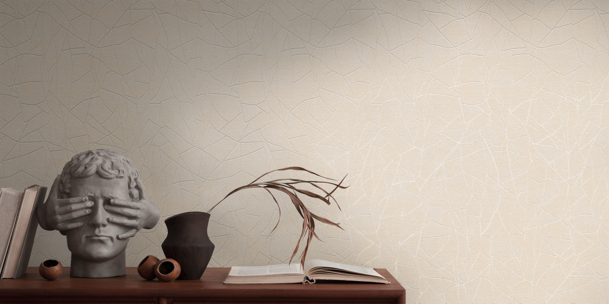Hochwertige Vliestapete Beige Grafik