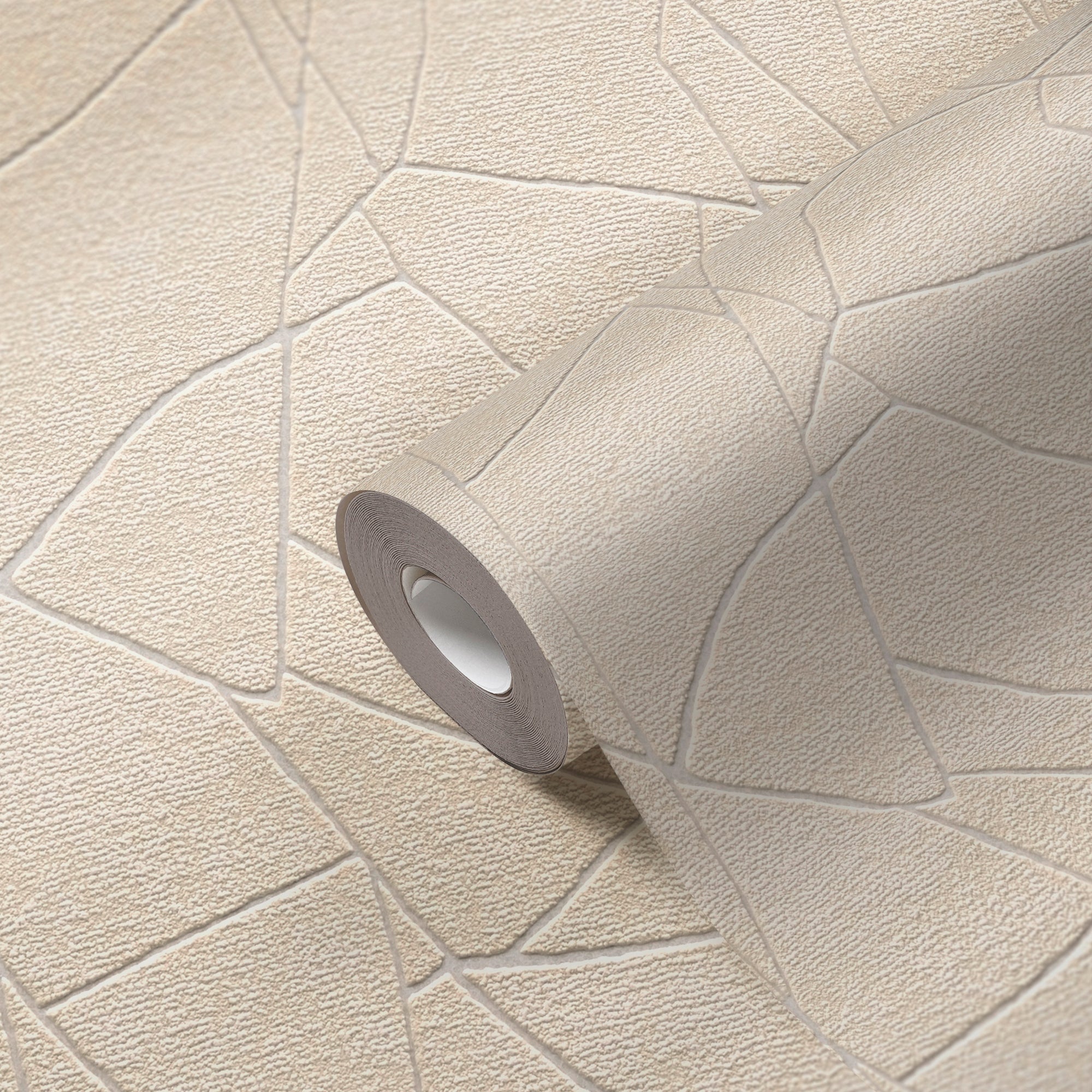 Hochwertige Vliestapete Beige Grafik