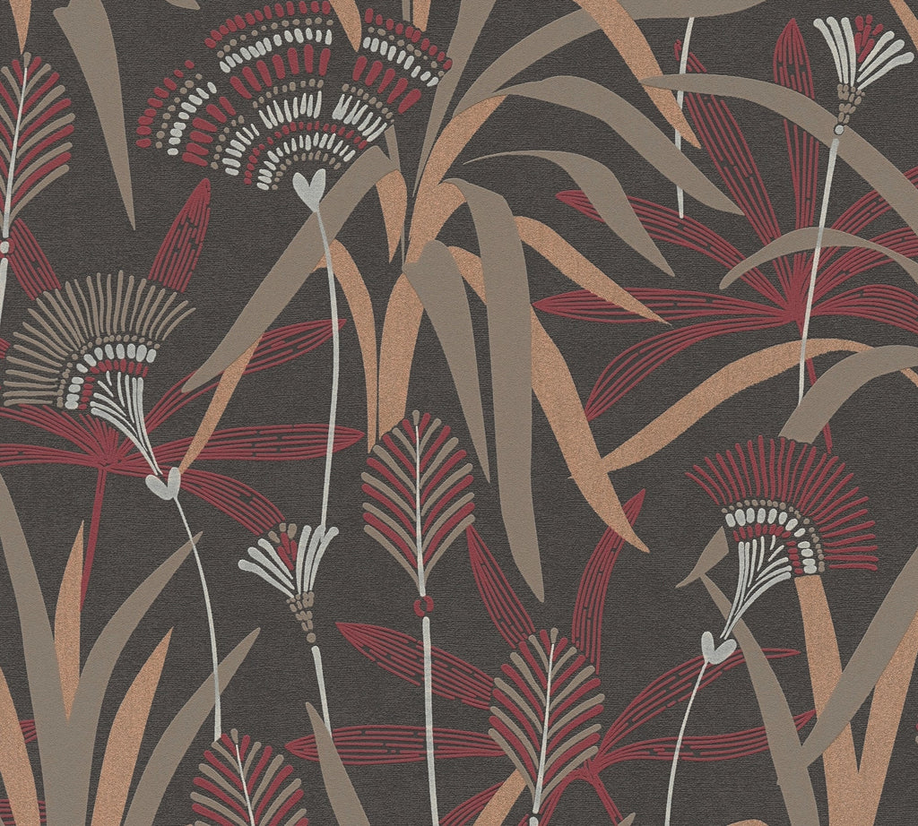 Hochwertige Vliestapete Metallic Floral