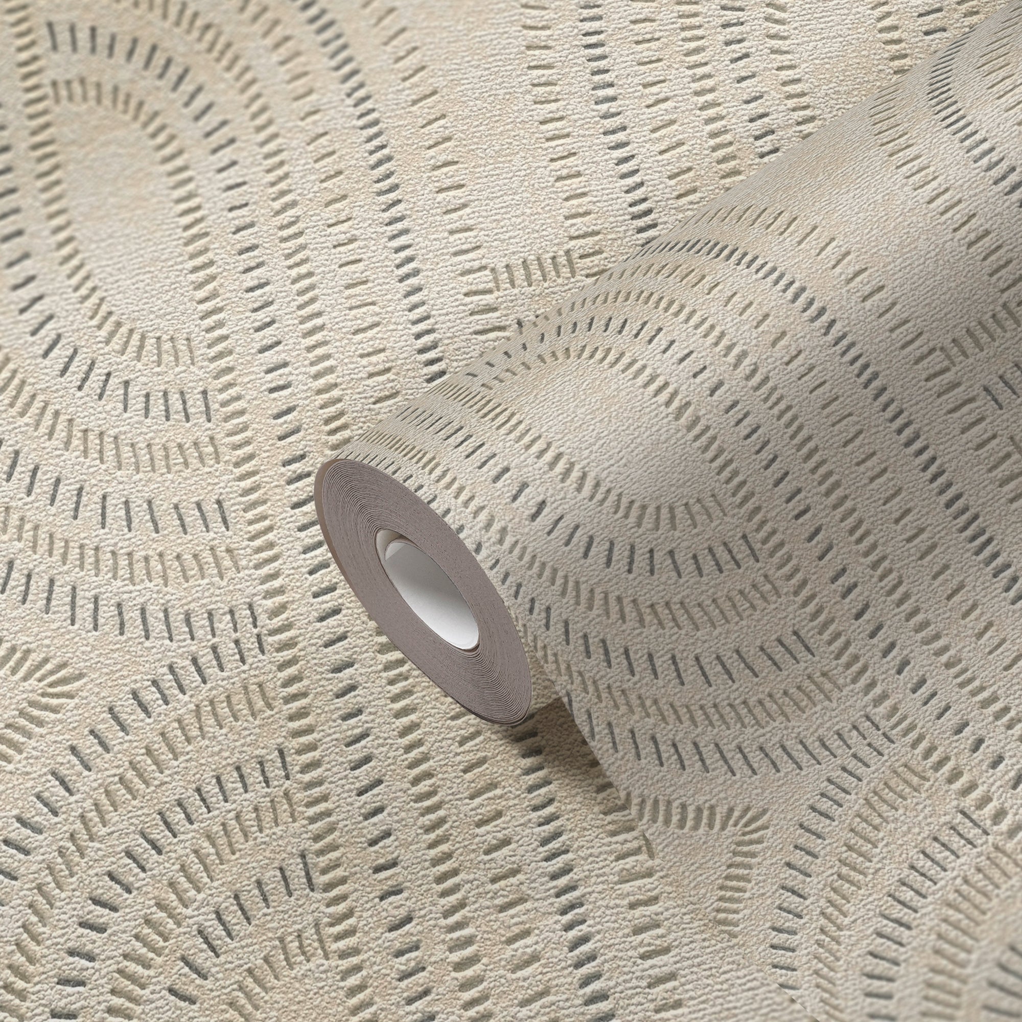 Hochwertige Vliestapete Beige Grafik