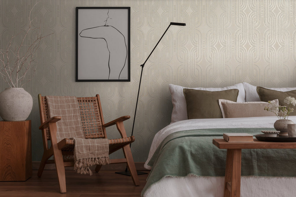 Hochwertige Vliestapete Beige Grafik
