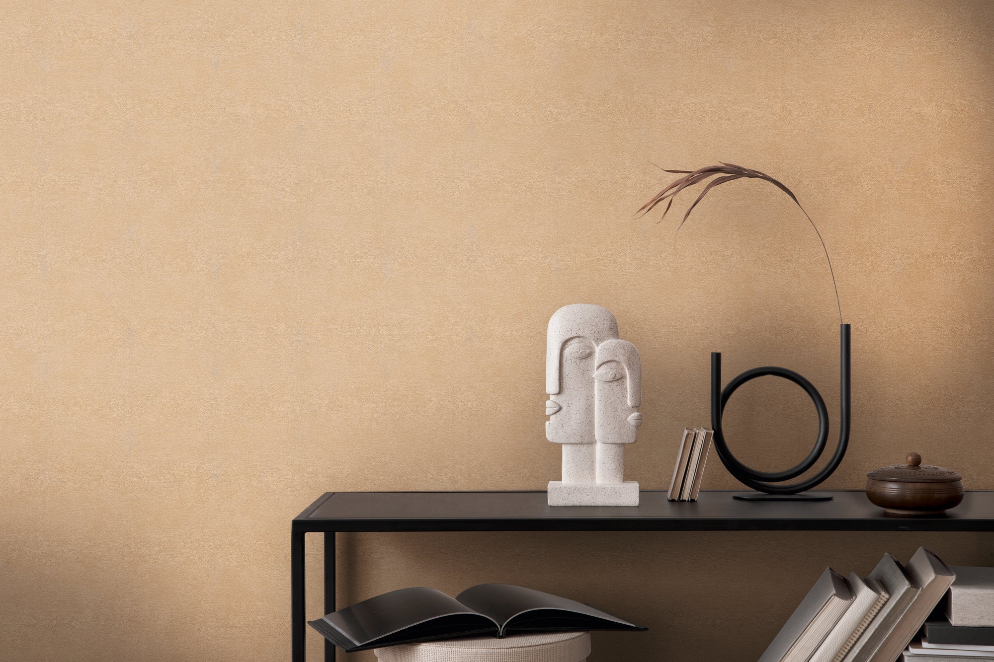 Hochwertige Vliestapete Beige Unitapete