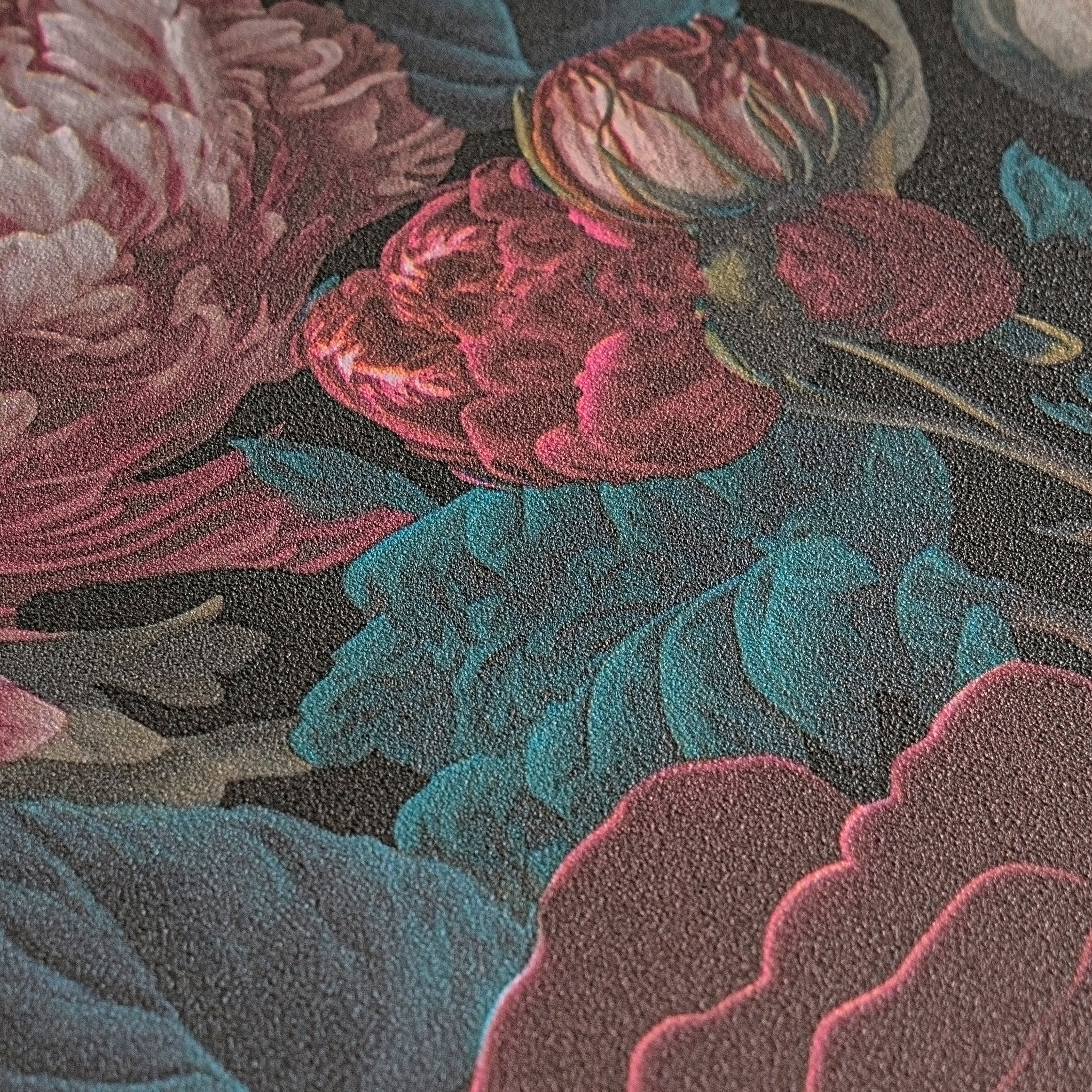 Hochwertige Vliestapete Rot Floral