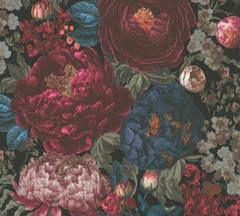 Hochwertige Vliestapete Rot Floral