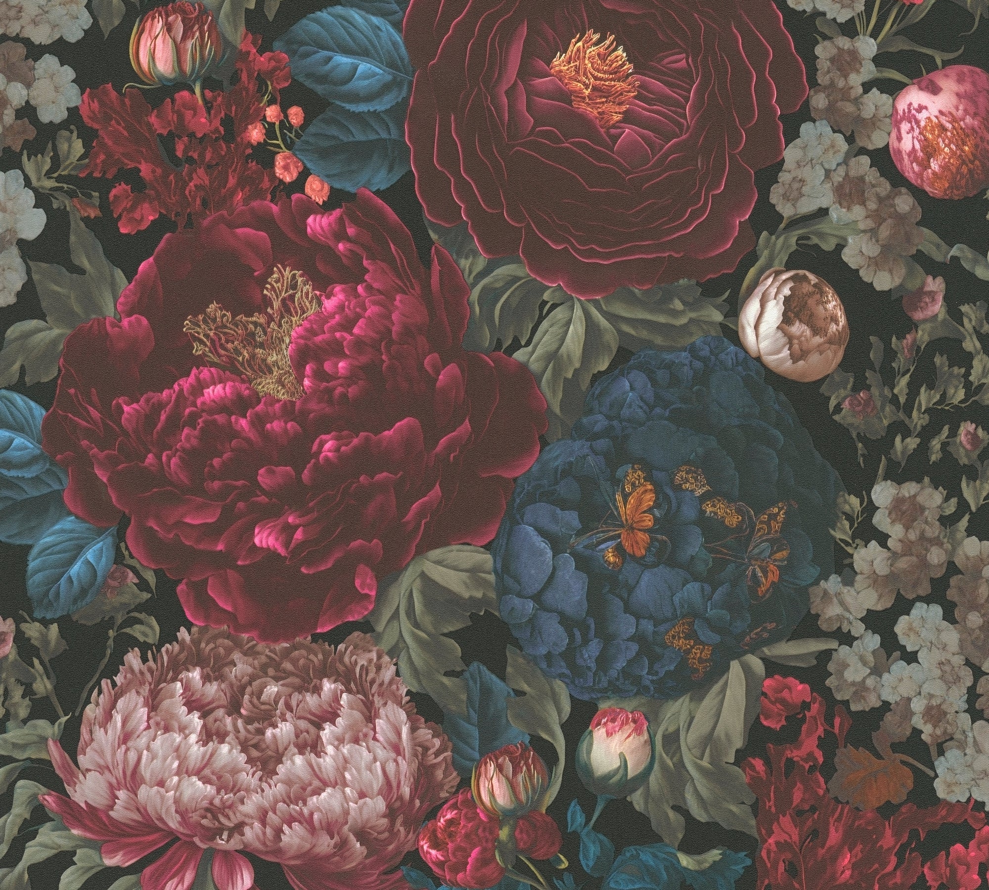 Hochwertige Vliestapete Rot Floral