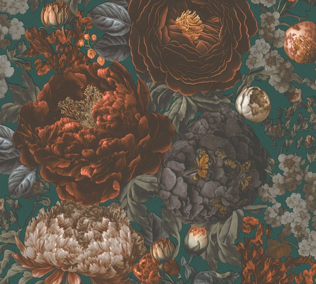 Hochwertige Vliestapete Gruen Floral