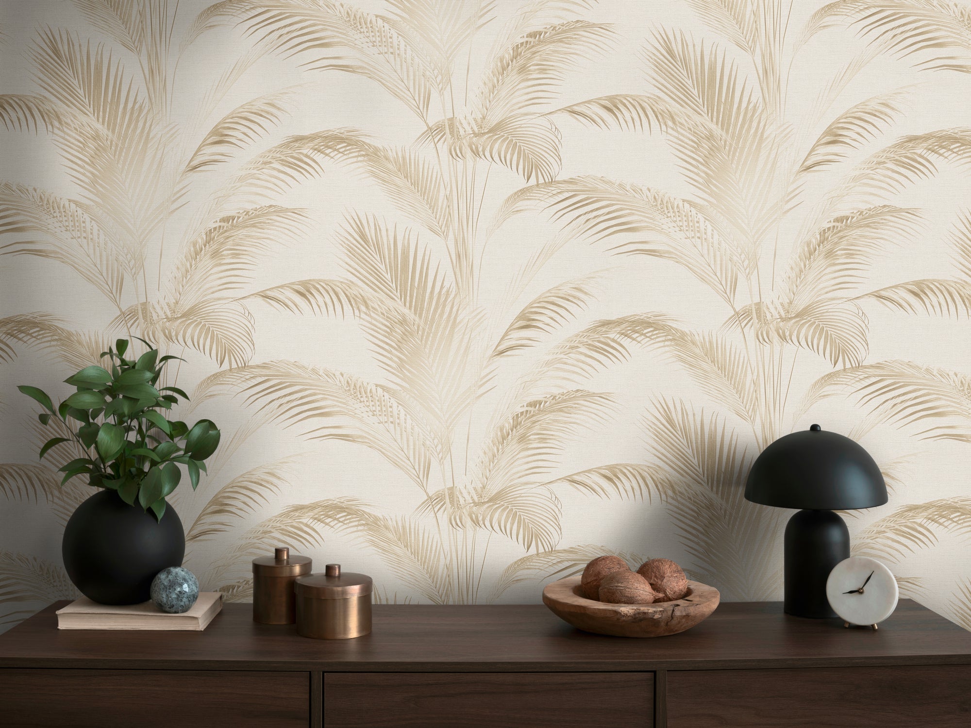 Hochwertige Vliestapete Creme Floral