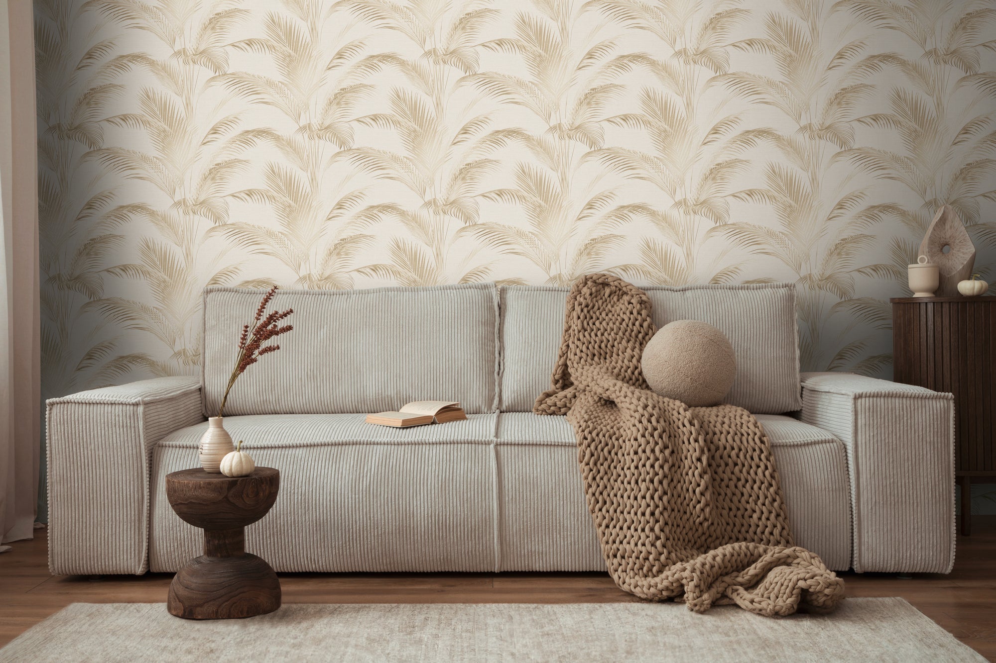 Hochwertige Vliestapete Creme Floral