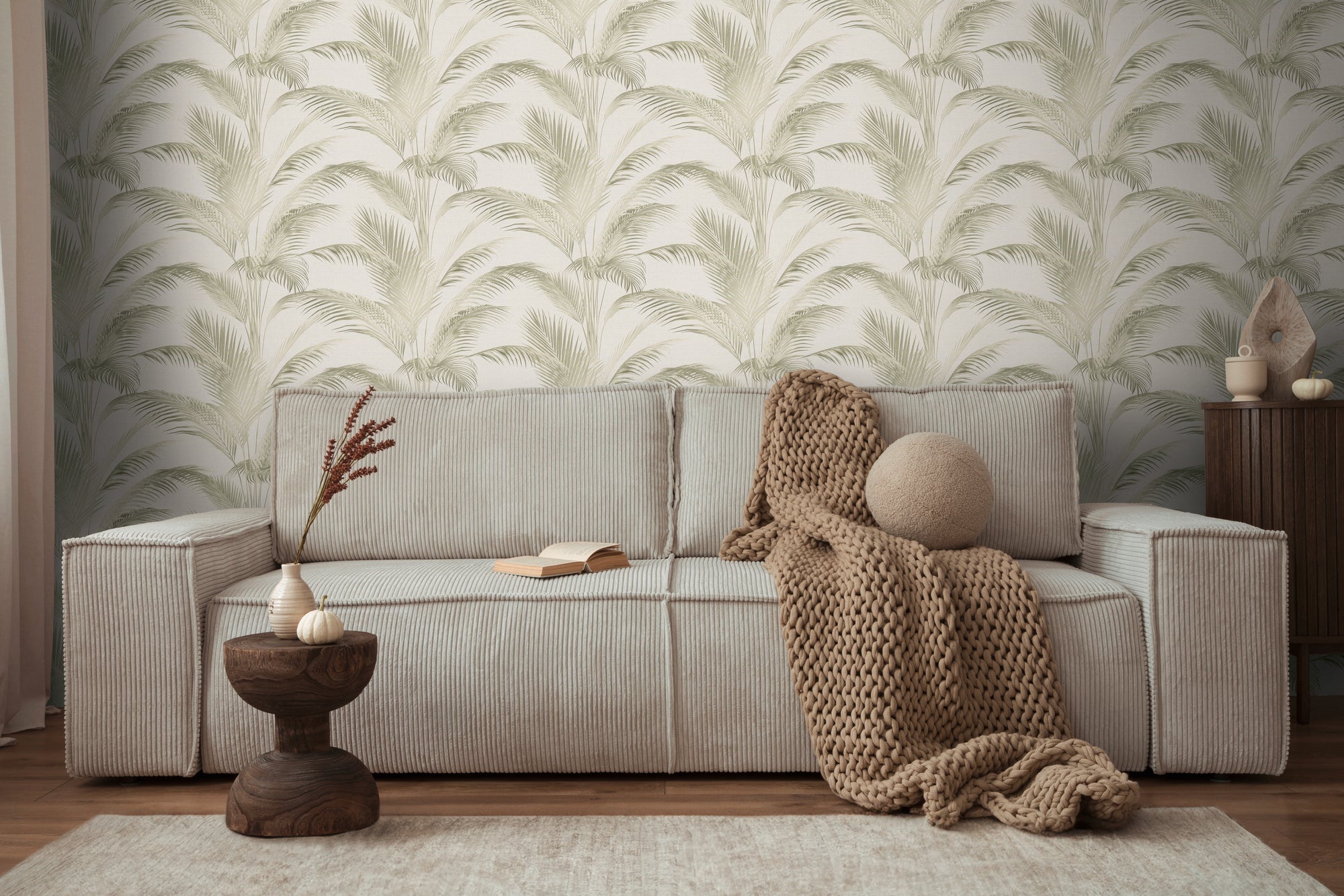 Hochwertige Vliestapete Creme Floral