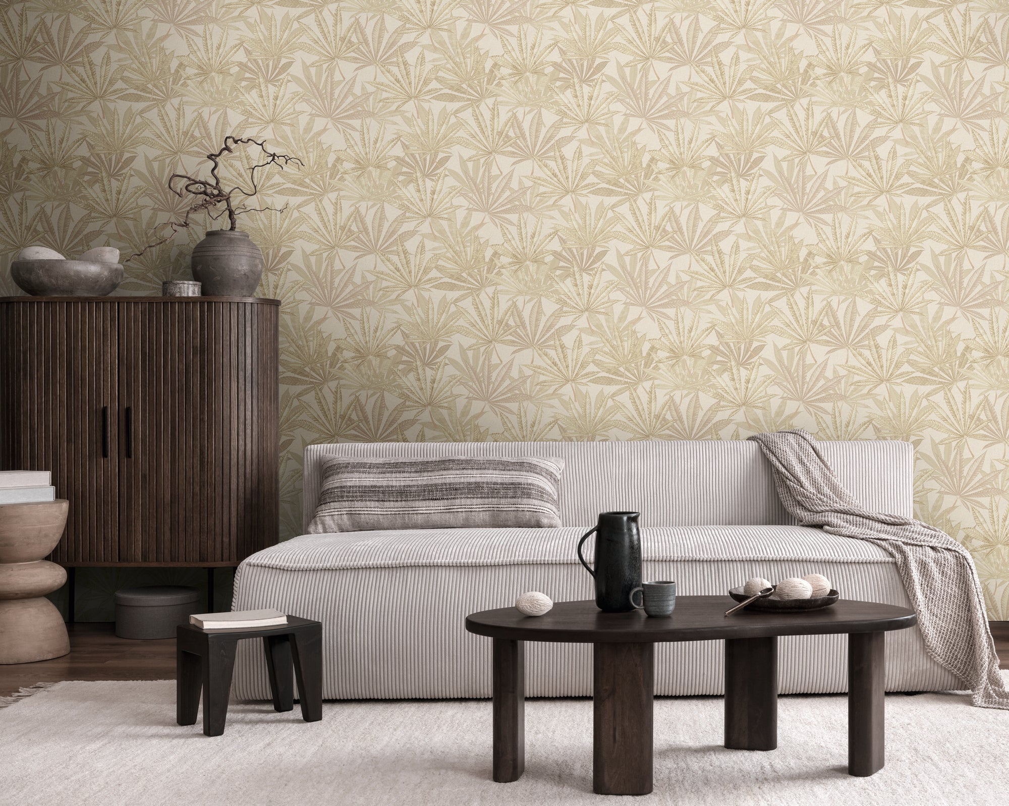 Hochwertige Vliestapete Creme Floral