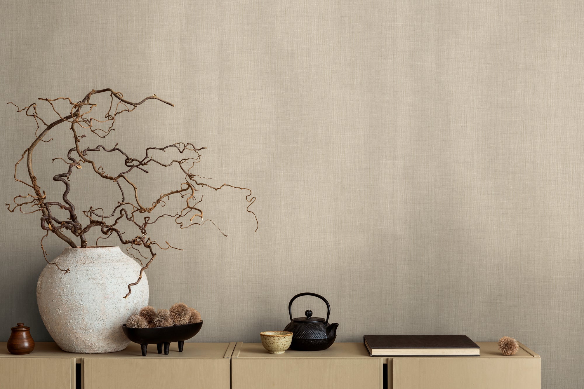 Hochwertige Vliestapete Beige Unitapete