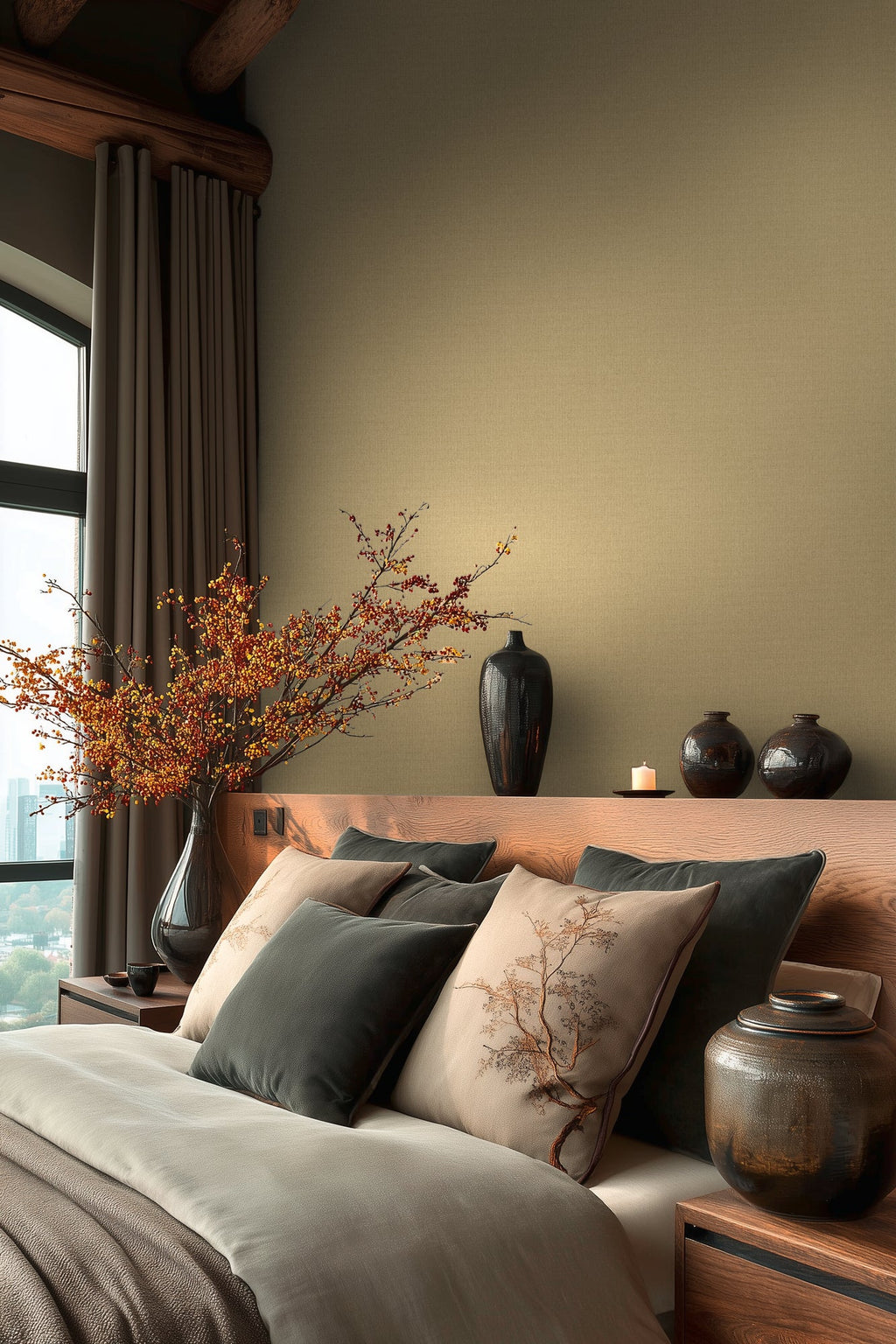 Hochwertige Vliestapete Beige Unitapete
