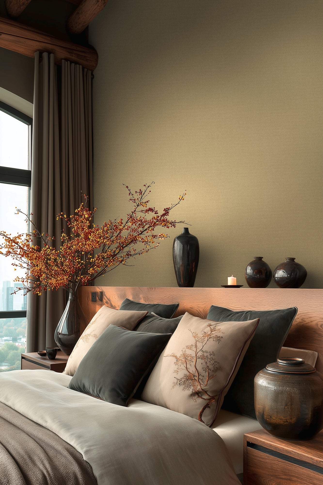 Hochwertige Vliestapete Beige Unitapete