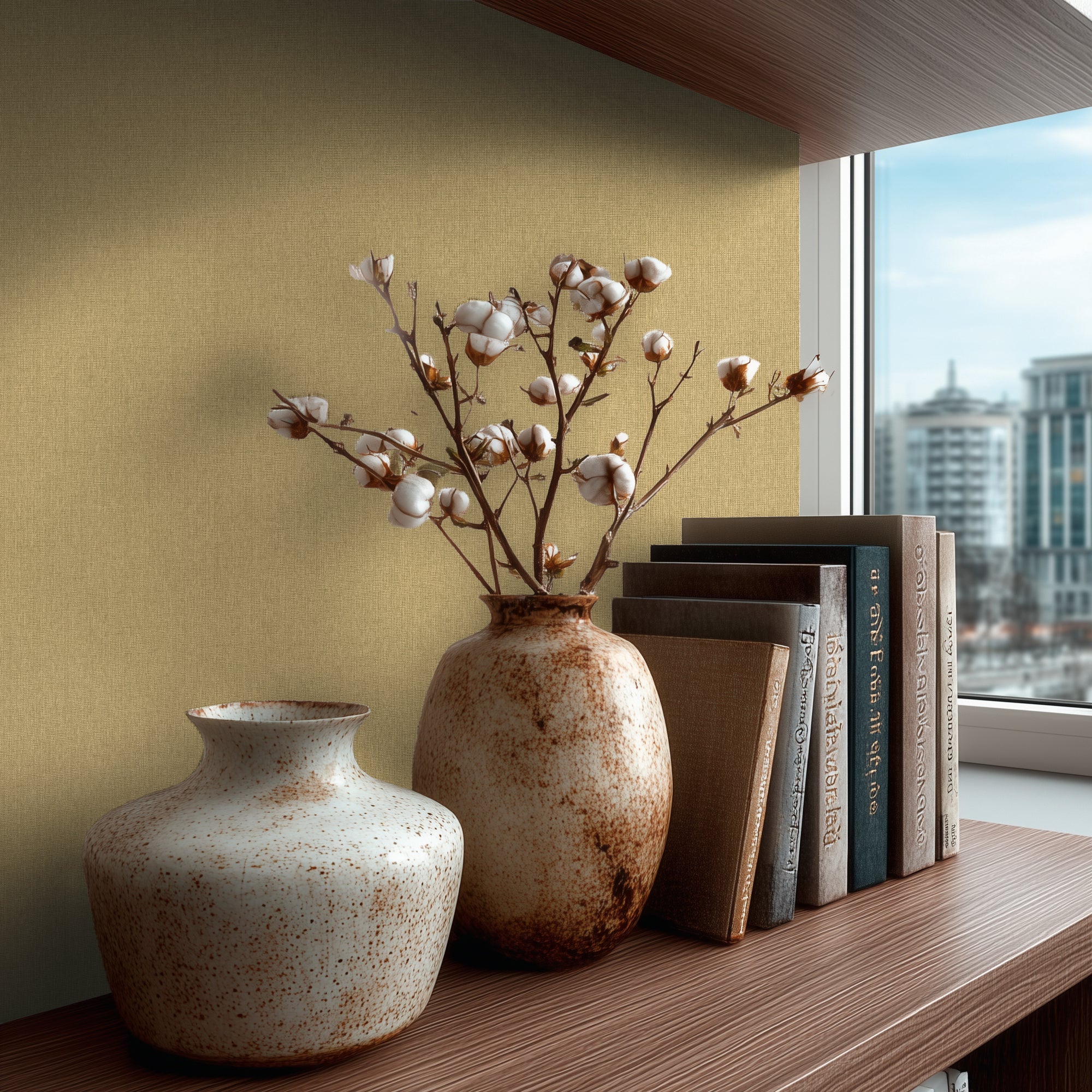 Hochwertige Vliestapete Beige Unitapete