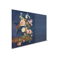 Cortina 2 - Lienzo azul oscuro motivo Art Déco con ramo de flores