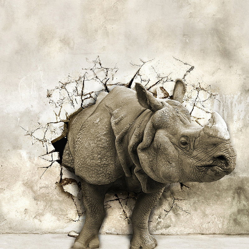 Fotomural Animal Wallpaper Breakthrough with Rhino - Premium Smooth Non-woven - XXL 2
