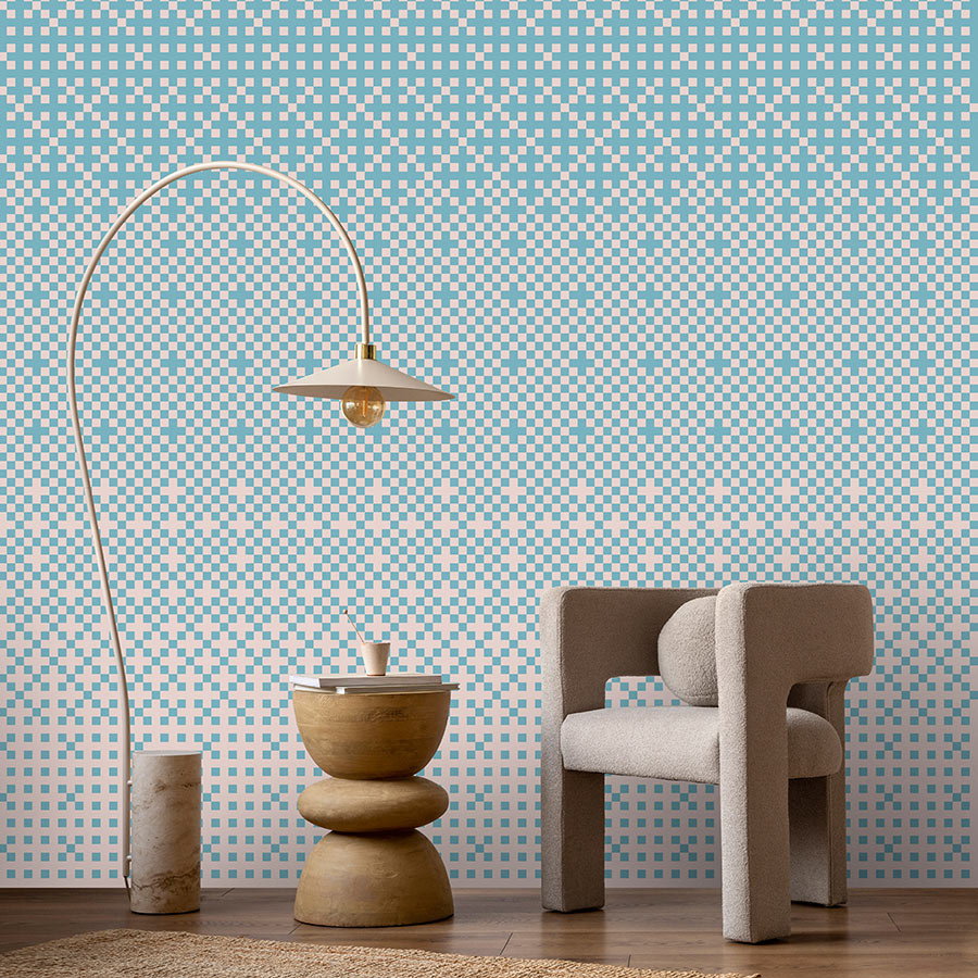 Fotomural Walls by Patel - Photo wallpaper »pixi blue« - Cross stitch pattern with pixel style - Blue