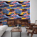 Fotomural Walls by Patel - Zimbabwe 2 - pattern photo wallpaper blue & yellow, Africa inspired