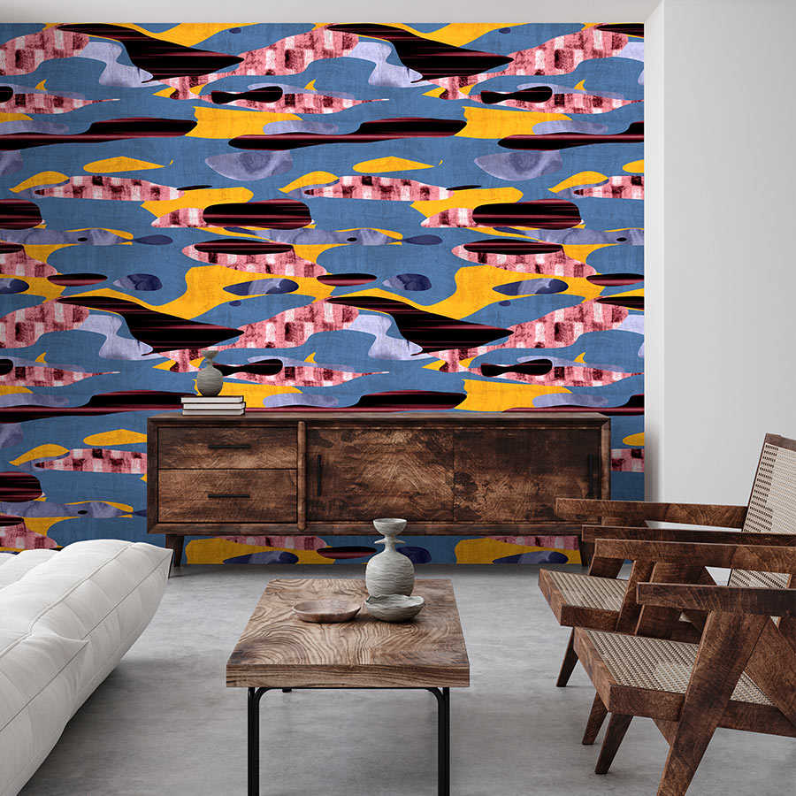 Fotomural Walls by Patel - Zimbabwe 2 - pattern photo wallpaper blue & yellow, Africa inspired