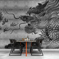 Fotomural Walls by Patel - Shenzen 3 - dragon mural metallic silver in Asian style
