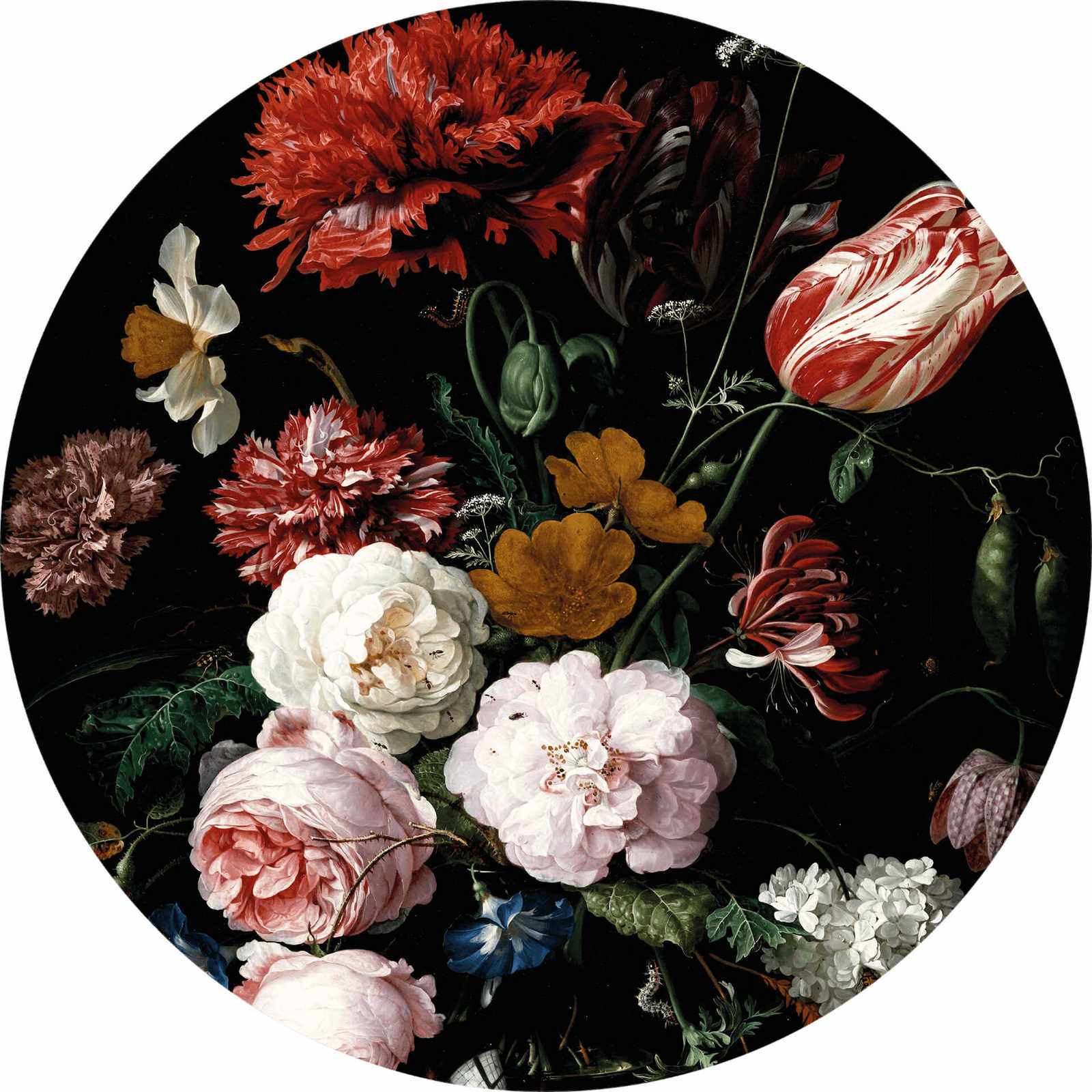 Fotomural round photo wallpaper flower vase - colourful - DD Motive 2