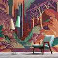 Fotomural Walls by Patel - Photo wallpaper »rhea« - Abstract jungle motif with kraft paper texture - Smooth, slightly shiny premium non-woven fabric