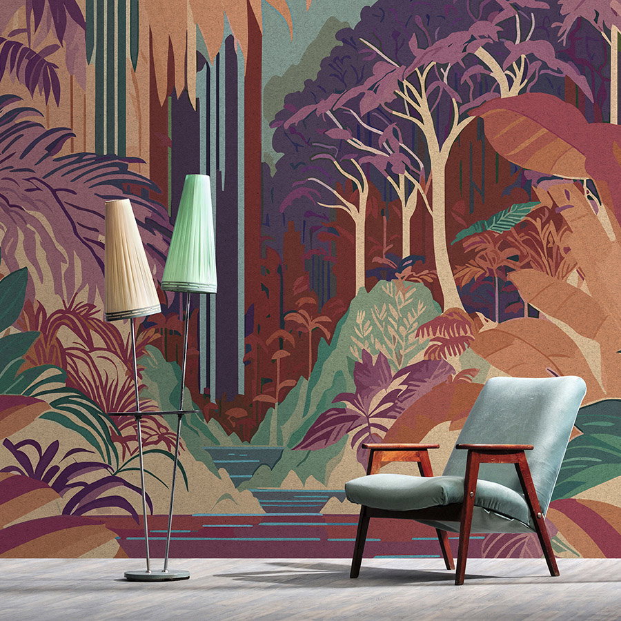 Fotomural Walls by Patel - Photo wallpaper »rhea« - Abstract jungle motif with kraft paper texture - Smooth, slightly shiny premium non-woven fabric