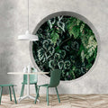Fotomural Walls by Patel - Deep Green 1 - wall mural window round with jungle plants