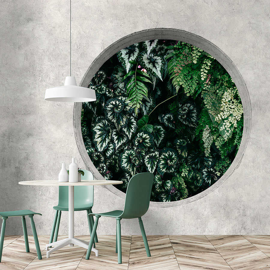 Fotomural Walls by Patel - Deep Green 1 - wall mural window round with jungle plants