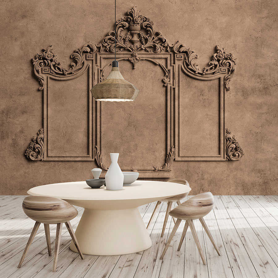 Fotomural Walls by Patel - Lyon 1 - photo wallpaper 3D stucco frame & plaster look in brown