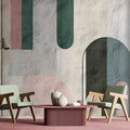 Fotomural Walls by Patel - Photo wallpaper »bogeta« - Graphic pattern with round arches - Used style with clay plaster texture