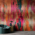 Fotomural Walls by Patel - Photo wallpaper »marielle 2« - Colour gradients violet, orange, petrol with mosaic structure - Smooth, slightly shiny premium non-woven fabric