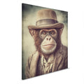 Cuadro lienzo chimpancé caballero - Retrato animal nostálgico para aficionados al arte