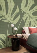 Fotomural Walls by Patel - forma1 - Botanical shapes wallpaper with a modern textile look - green