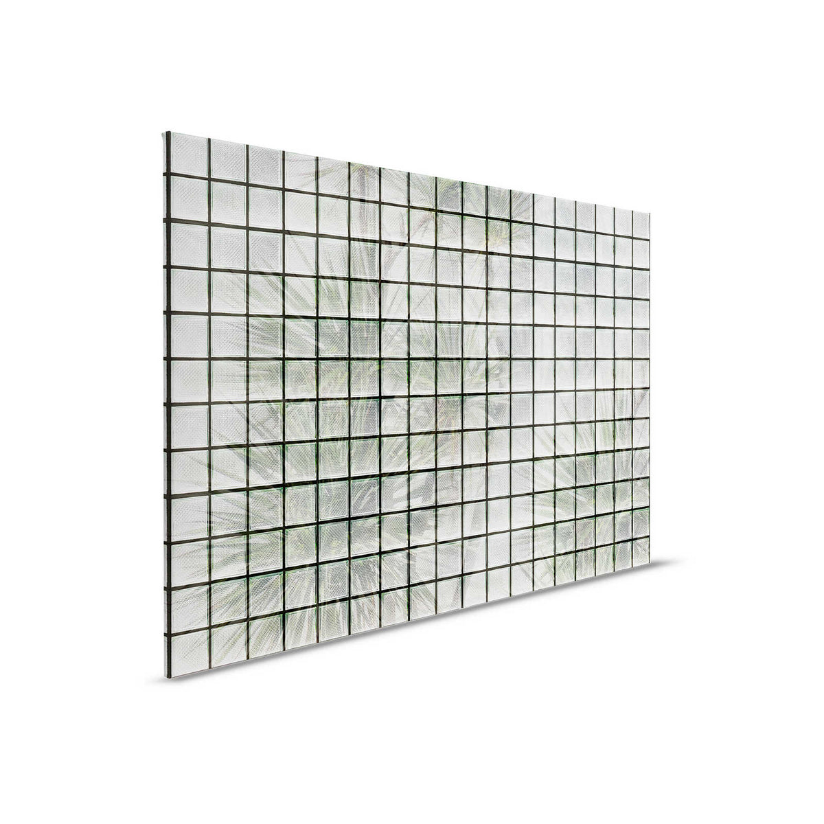 Green House 1 - Pintura en lienzo Palmeras y bloques de vidrio