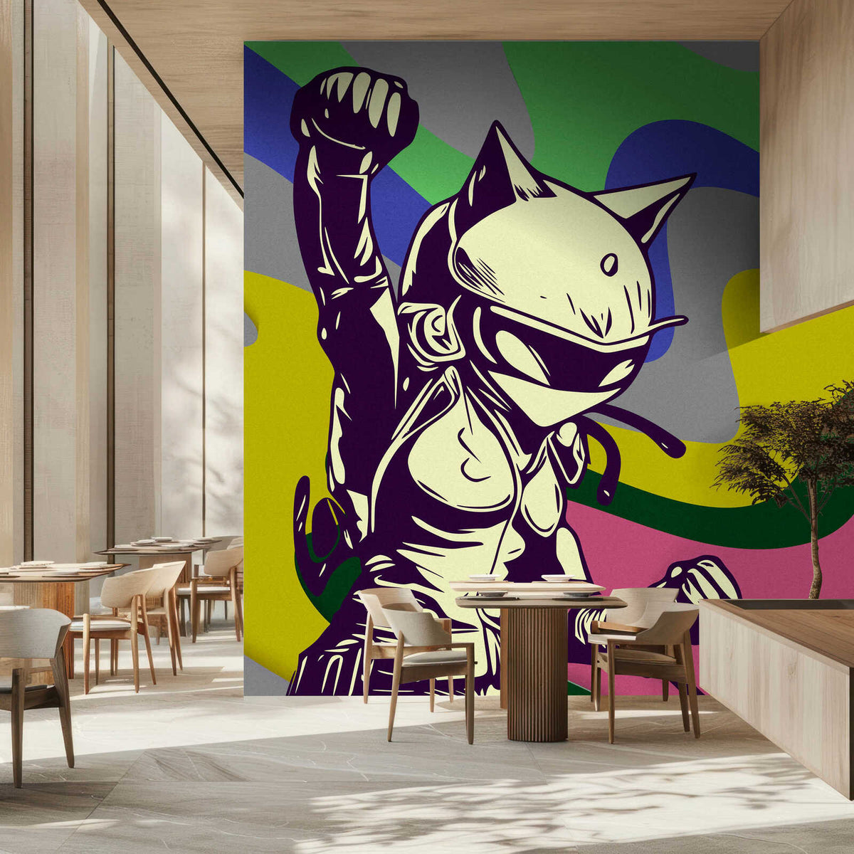 Fotomural Walls by Patel - manga1 - Modern wall art in colourful manga style - grey, yellow